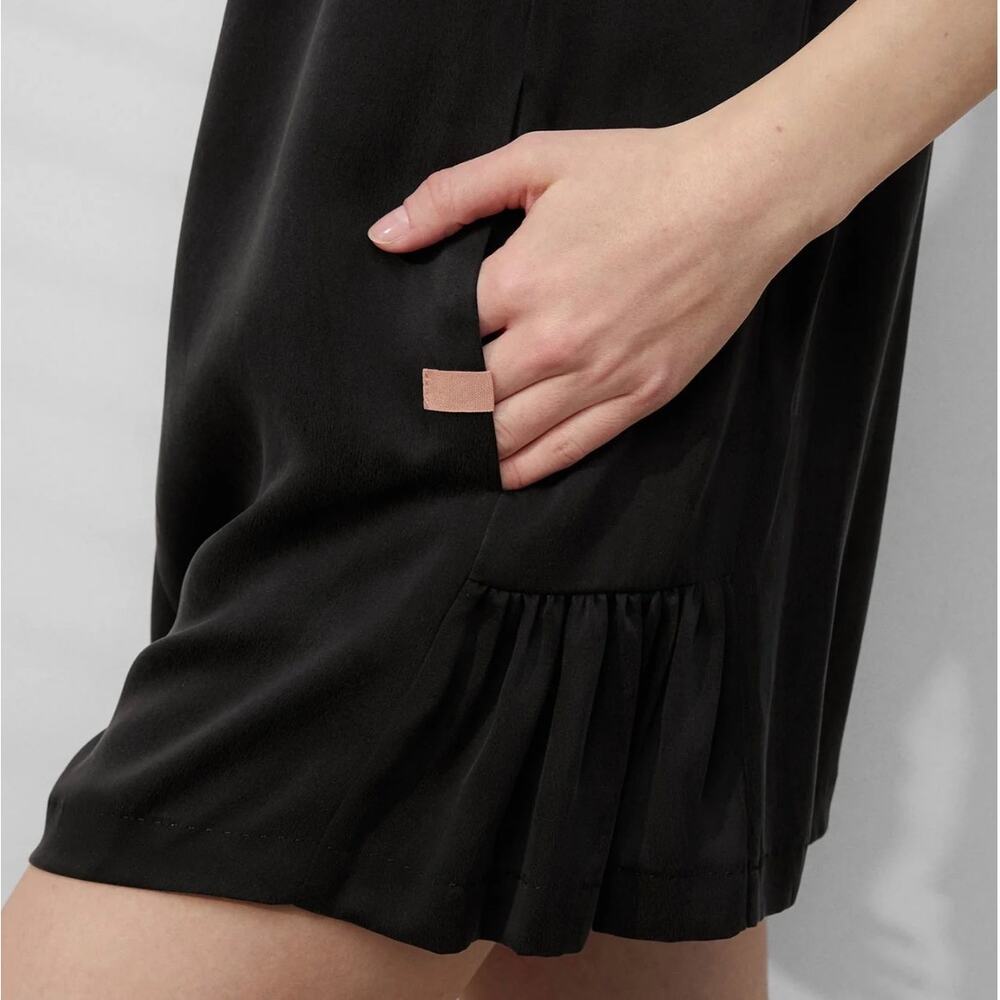 Lunya Washable Silk Romper in Immersed Black - Picture 2 of 10